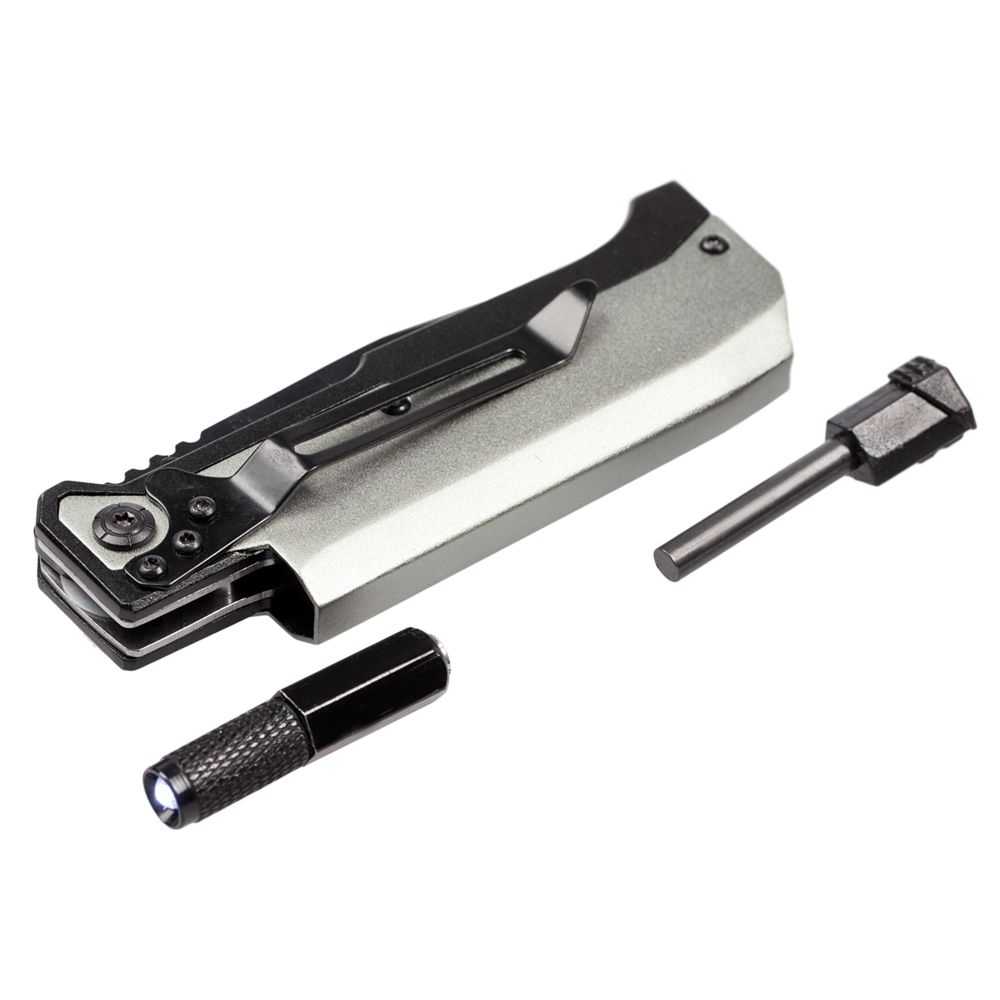 Нож складной с фонариком и огнивом Ster — пример нанесения логотипа (Stride) | Print Logo