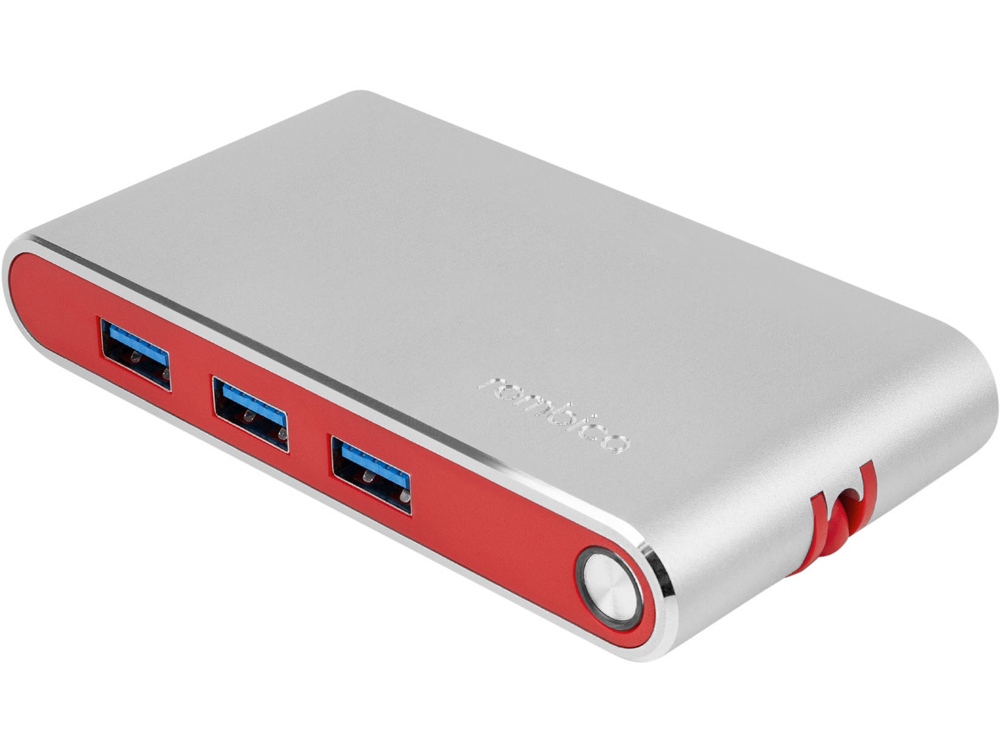Хаб 8-в-1 Type-C Hermes, USB 3.0 x 3, Type-C PD, HDMI, LAN, картридер с логотипом Rombica | Print Logo