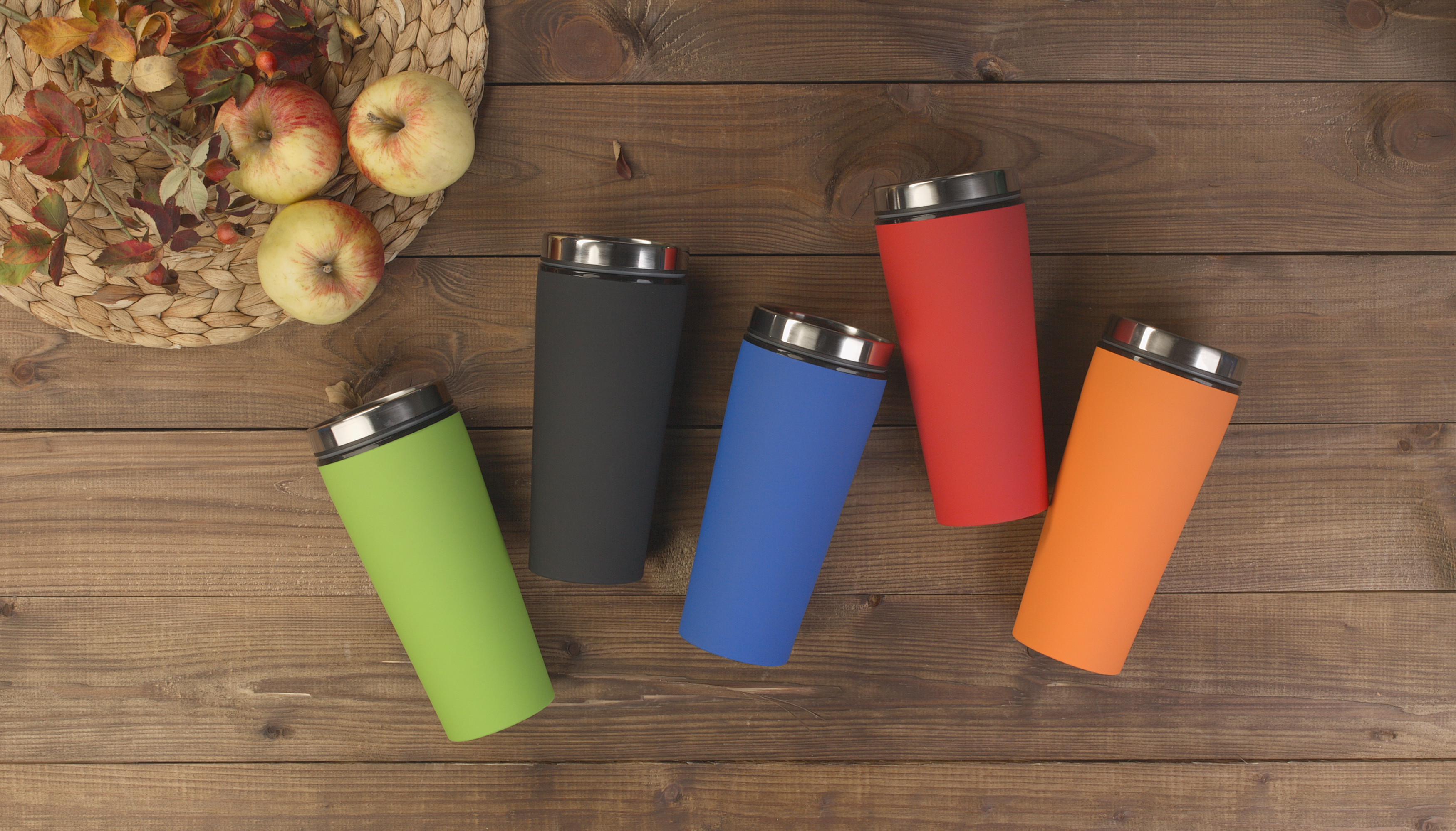 Термостакан "Верона" 450 мл, покрытие soft touch, зеленое яблоко