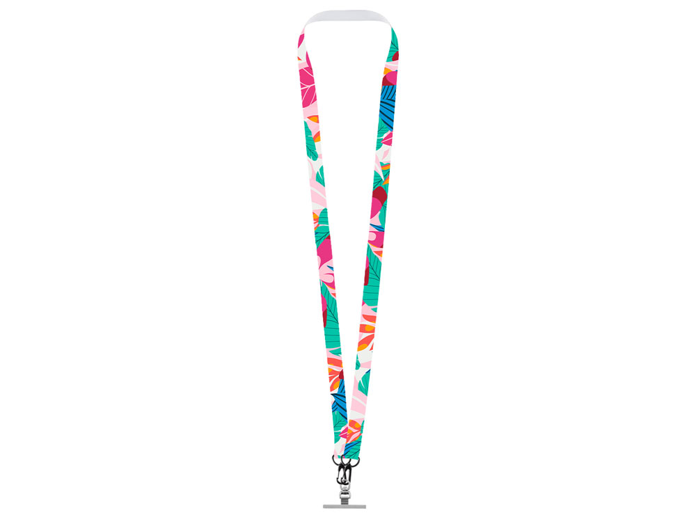 Ланъярд 2 см под сублимацию с 2-мя трендовыми карабинами и металлическим держателем для телефона, черный