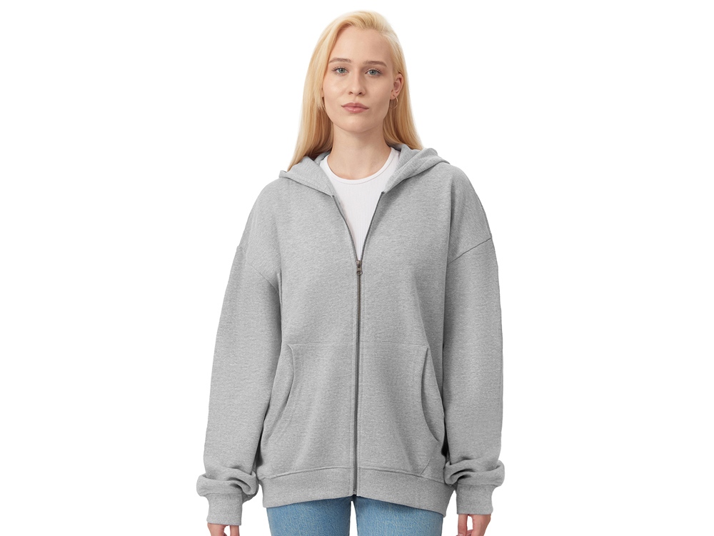 Толстовка оверсайз с капюшоном на молнии Monaco, серый меланж