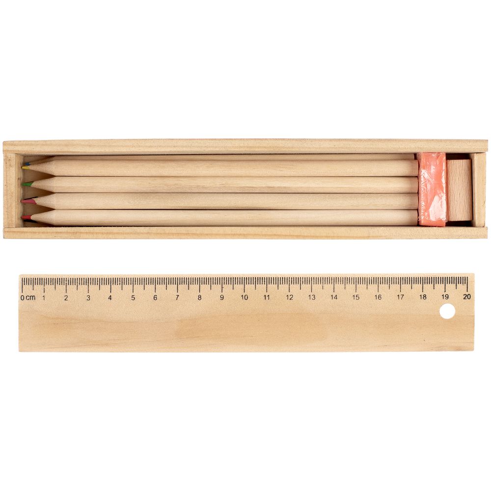 Набор цветных карандашей Spasso в деревянном пенале фото на сайте Print Logo.