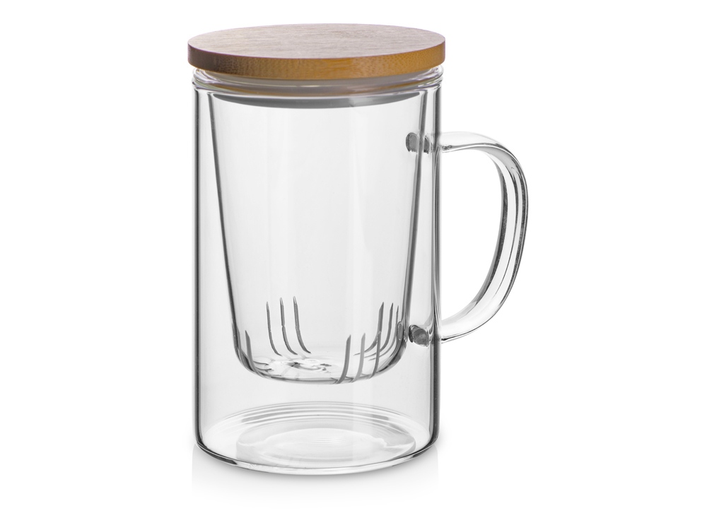 Стеклянная кружка с заварочной емкостью Milfoil с логотипом Eat&Bite Select | Print Logo