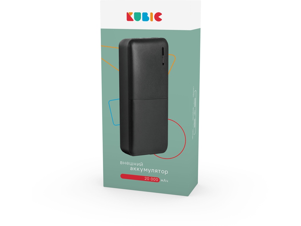 Внешний аккумулятор Kubic PB20Z Black, 20 000 мАч, Soft-touch, черный