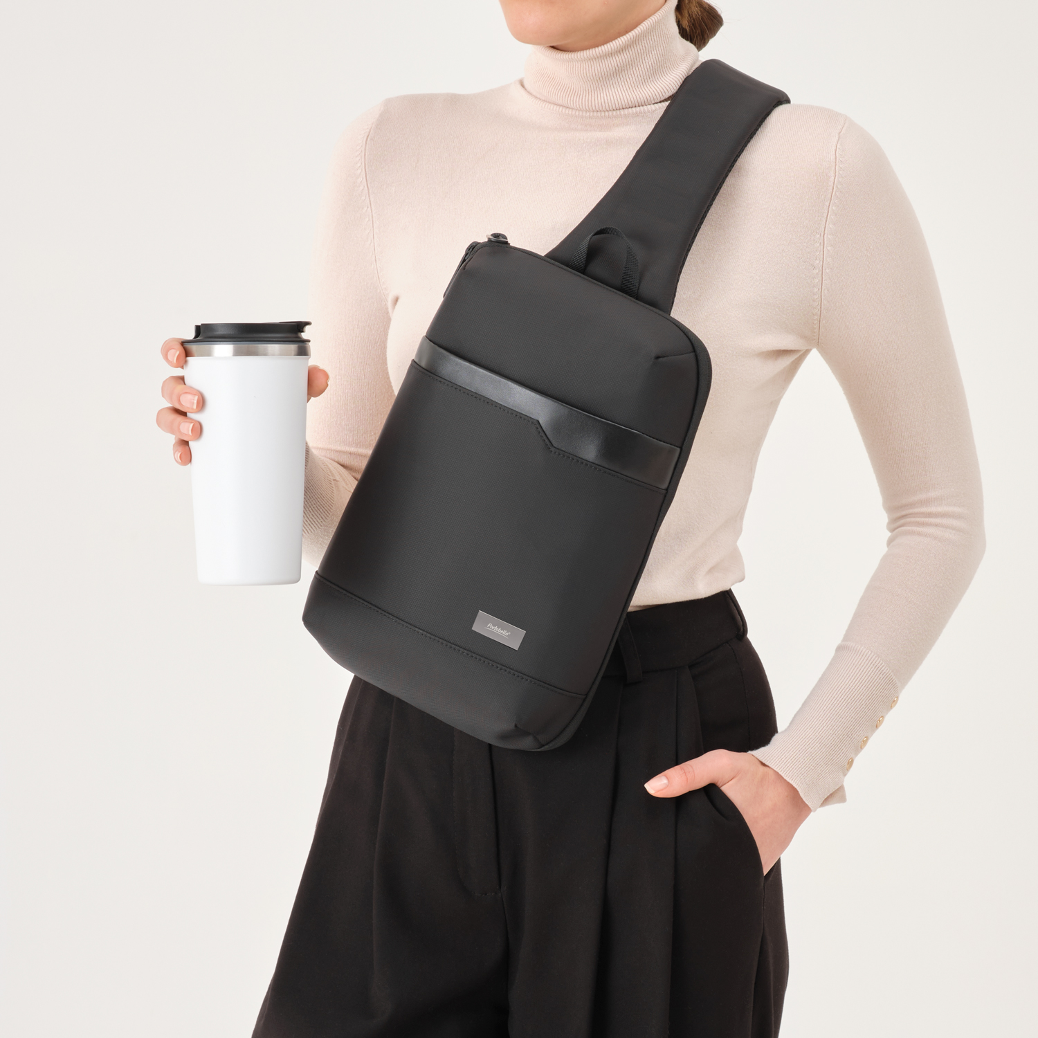 Термокружка вакуумная Палермо, белая, зернистое покрытие