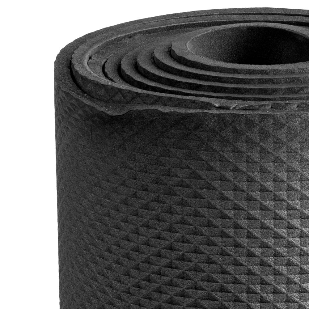 Коврик для йоги и фитнеса с лентой Anga, графит — пример нанесения логотипа () | Print Logo