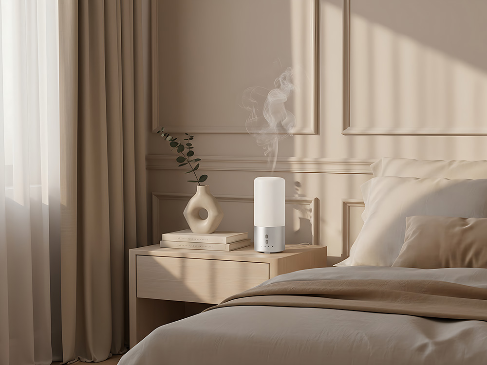 Увлажнитель воздуха с подсветкой Breathe, белый/серебристый