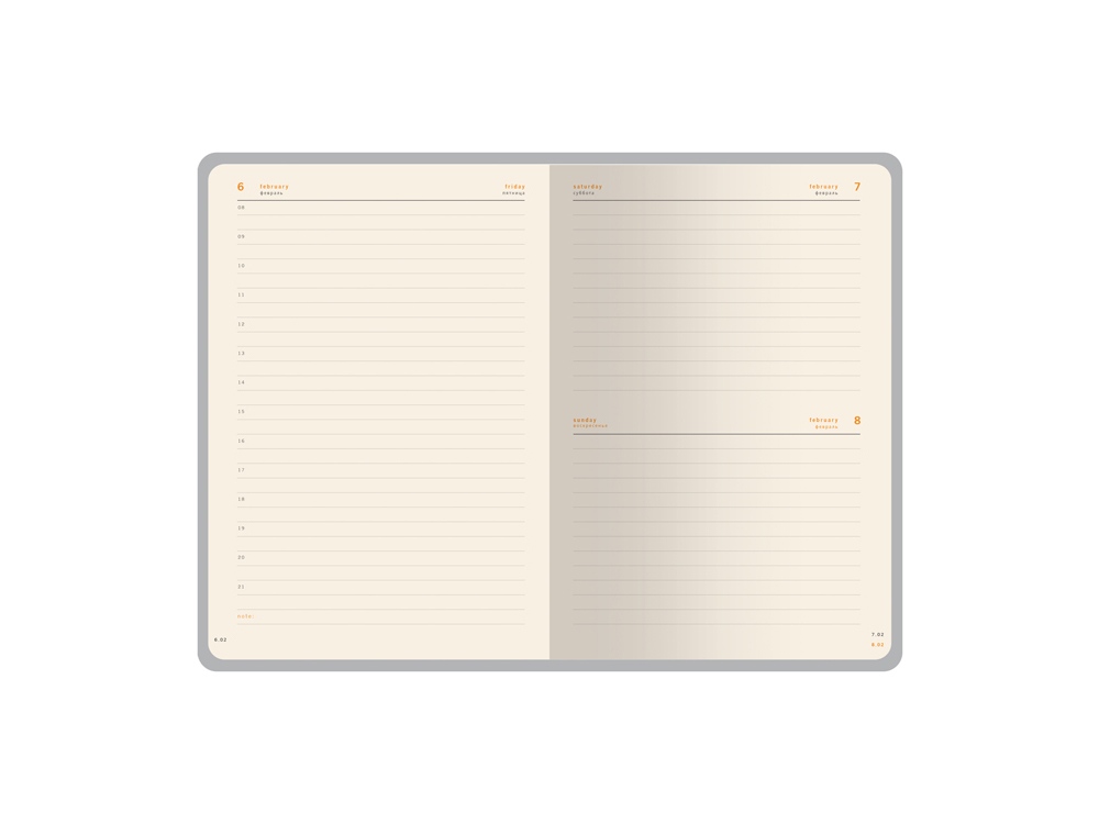 Ежедневник А5 датированный Boston 2027, коричневый с салатовым обрезом