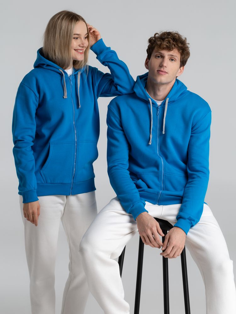 Толстовка с капюшоном на молнии Unit Siverga Heavy, бирюзовая, размер M