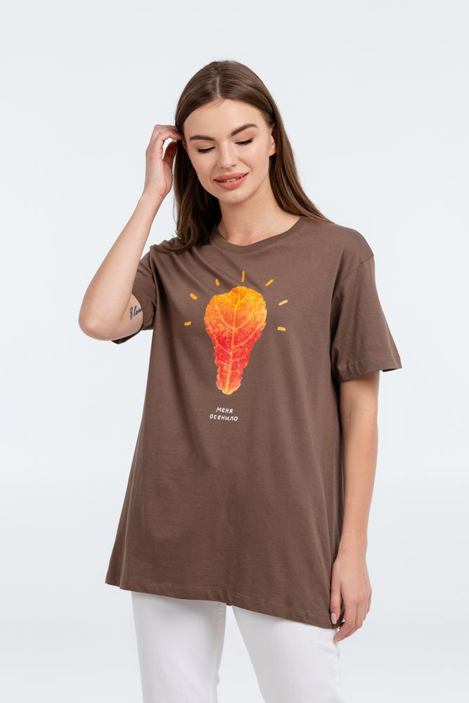 Футболка «Осенило», шоколадно-коричневая, размер XXL