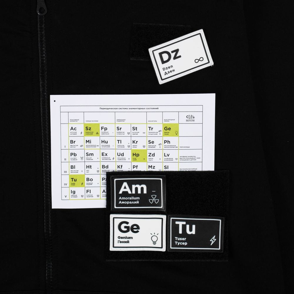 Комплект из 4 шевронов «Химия состояний» — пример нанесения логотипа (Соль) | Print Logo