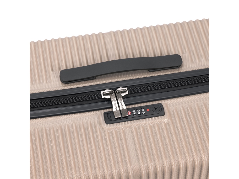 Чемодан TORBER ЭЛЬТОН, песочный, ABS-пластик, 47 х 29 х 78 см, 96 л