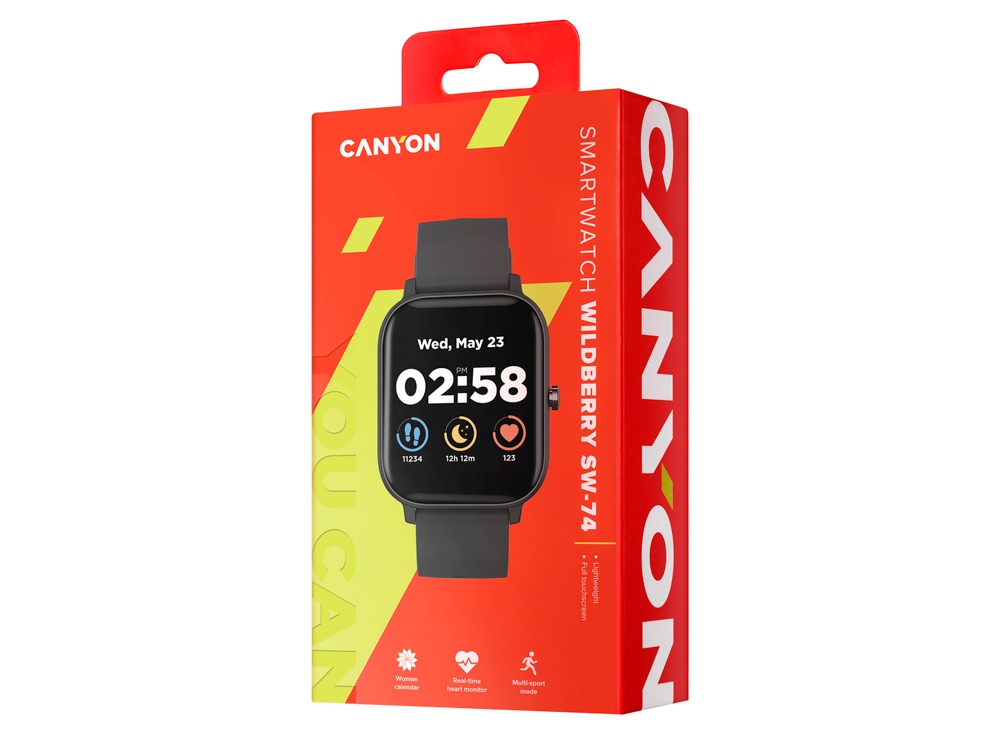 Смарт-часы Canyon SW-74 Wildberry, IP67, черный