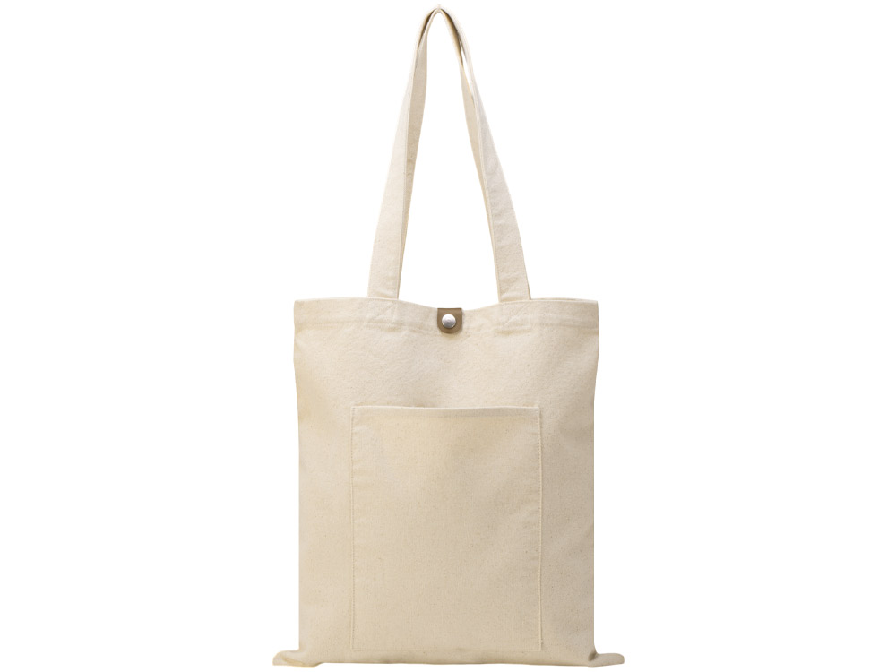 Сумка Clip из хлопка 340 г/м2 с застежкой из экокожи, натуральный