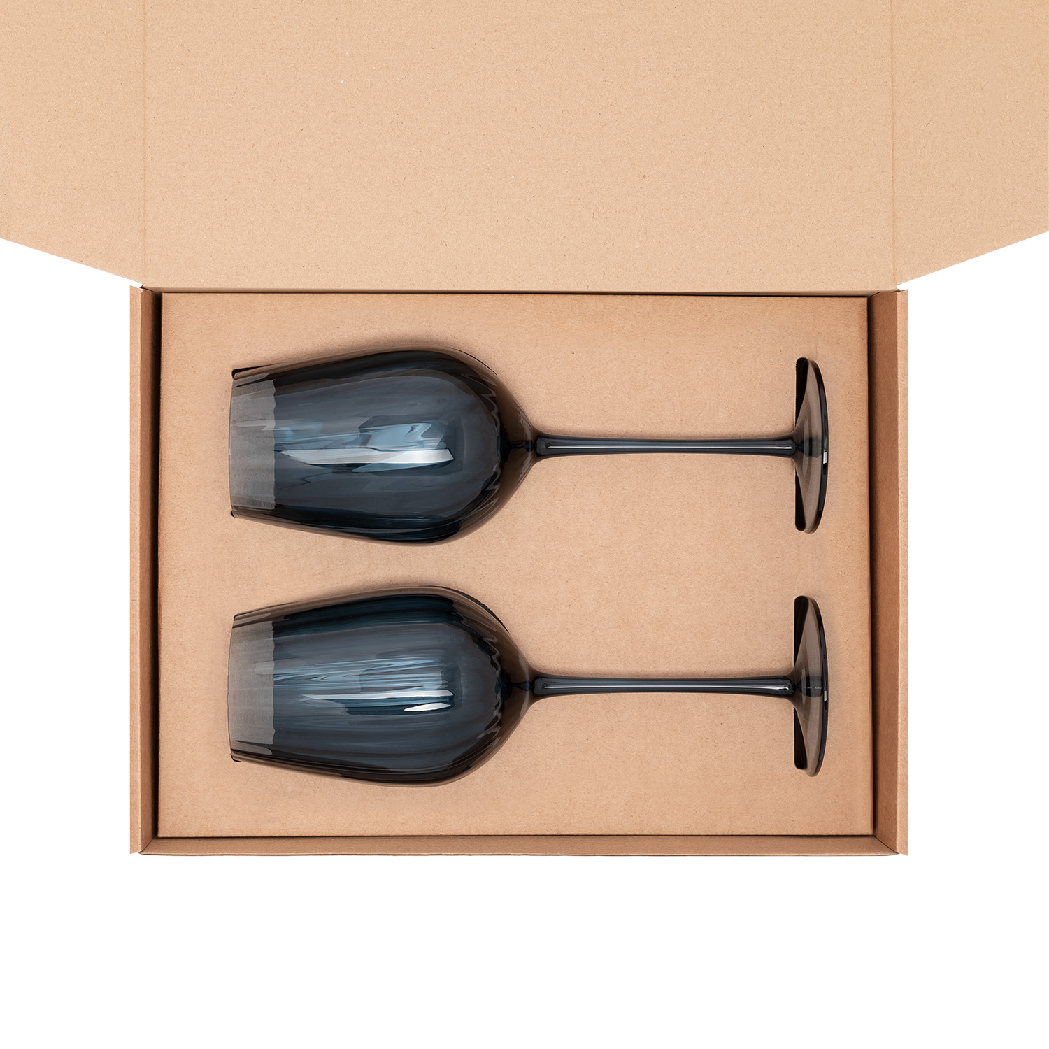 Доп. ложемент под 2 бокала для вина (для рифленого стекла) в среднюю универсальную коробку (арт. 21002.020) — пример нанесения логотипа (Portobello подарочная упаковка) | Print Logo