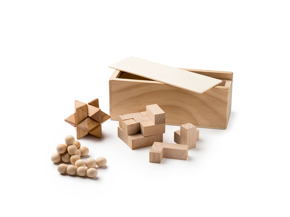 Набор головоломок Камушки из натурального дерева с логотипом  | Print Logo