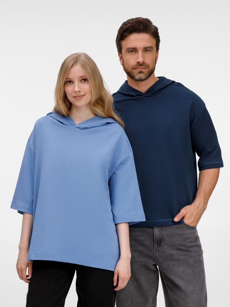 Футболка оверсайз унисекс с капюшоном Neofit, темно-синяя, размер XL/XXL
