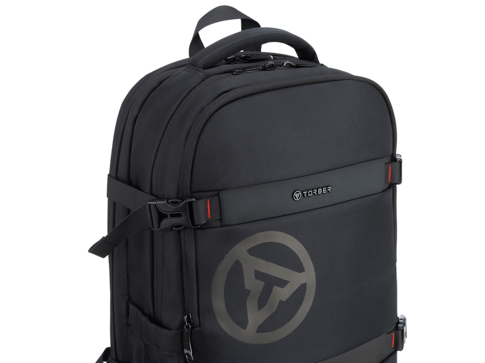Рюкзак TORBER ВОЯЖ с отделением для ноутбука 18'', черный, полиэстер 900D, 34х16х47 см, 20 л
