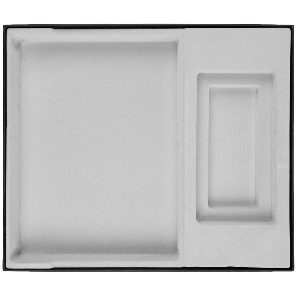 Коробка Overlap с ложементом под ежедневник и аккумулятор, ver.2 — пример нанесения логотипа (сделано в России) | Print Logo