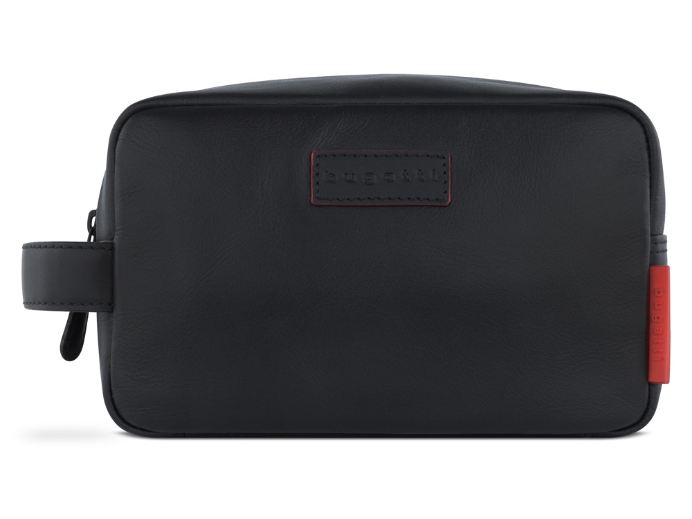 Несессер дорожный BUGATTI КЛАРК | CLARK, чёрный, воловья кожа/полиэстер, 20х10х13 см, 2,5 л