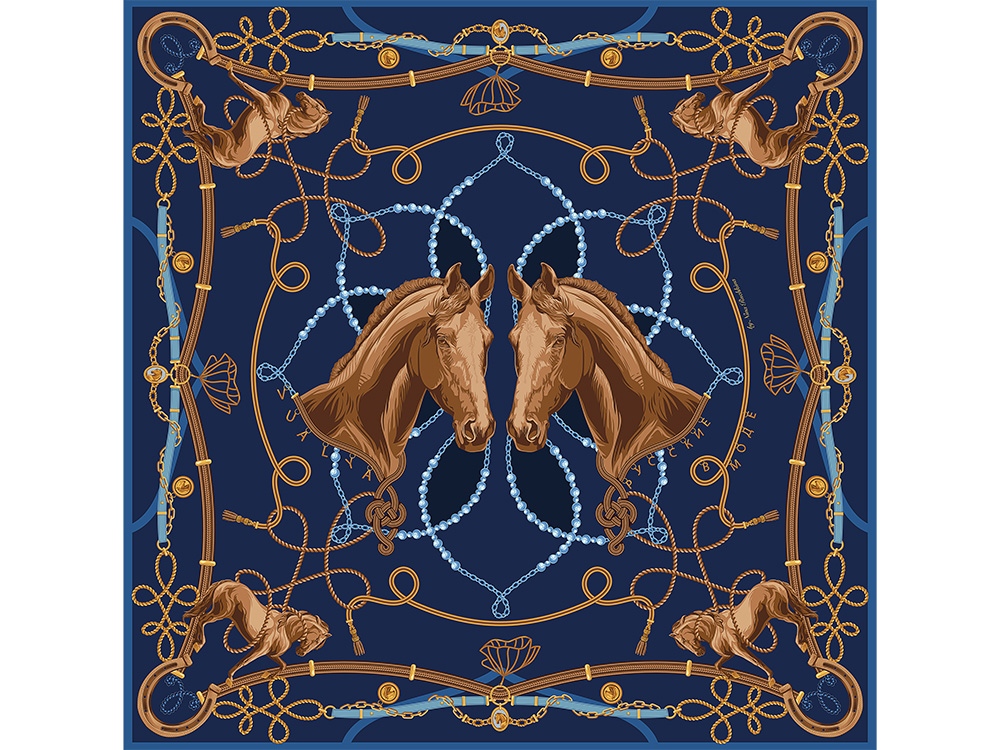 Платок Конный клуб с логотипом Русские в моде | Print Logo