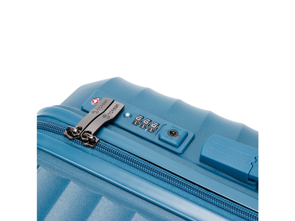 Чемодан TORBER НЕВО, синий, полипропилен, 40 х 25 х 55 см, 32 л
