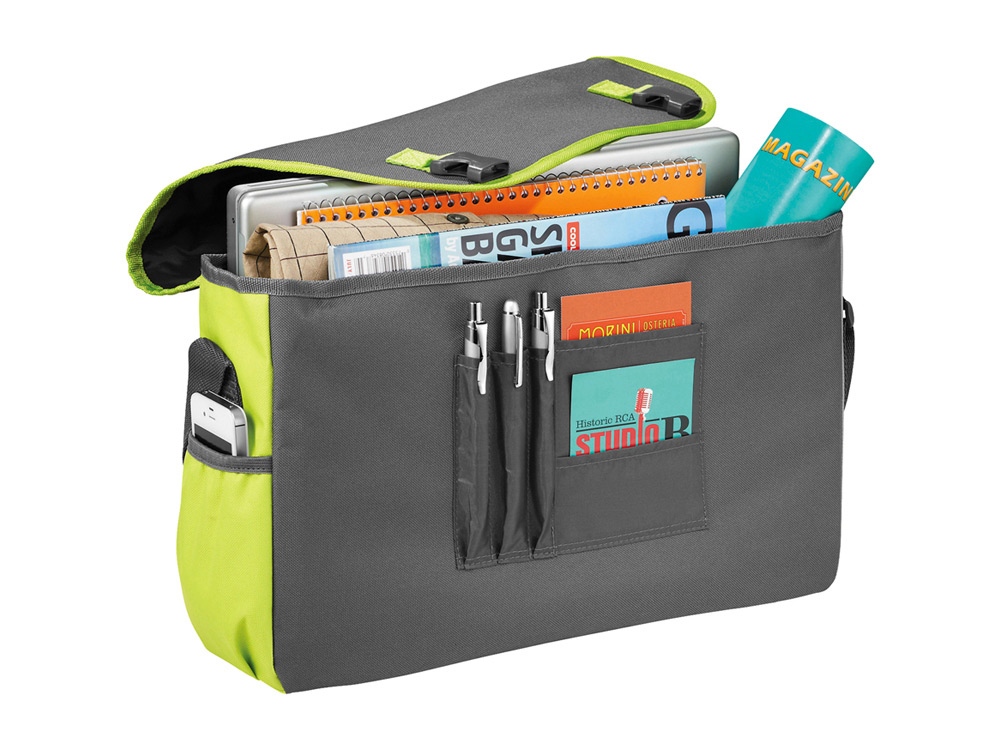 Сумка Punch для ноутбука 15,6, серый/зеленый