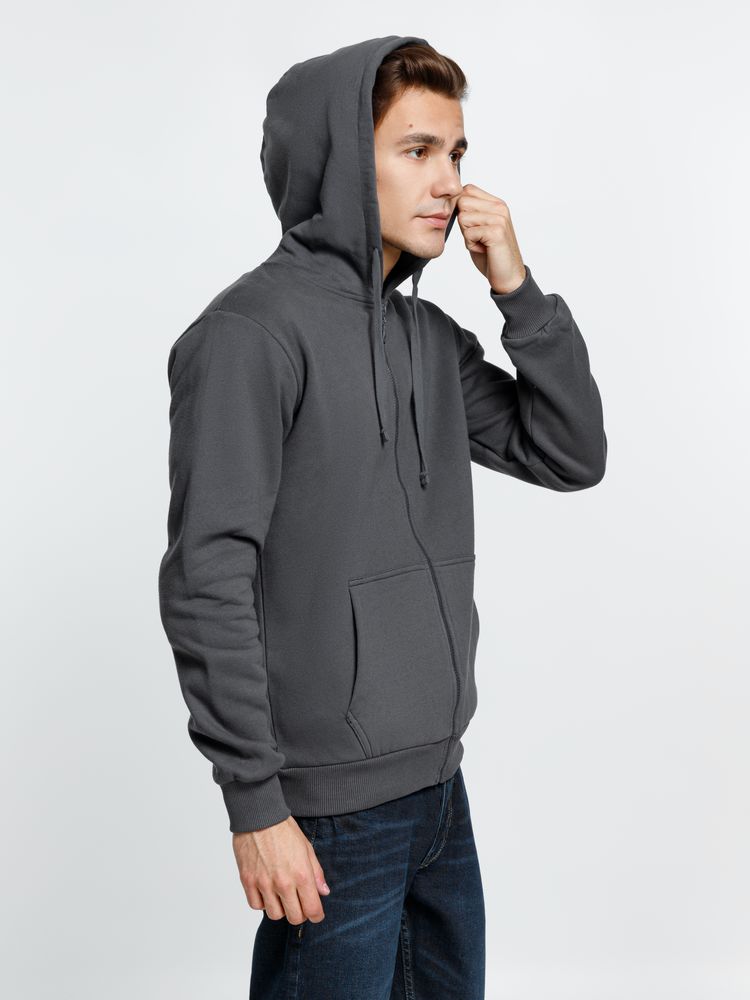 Толстовка на молнии с капюшоном Siverga Heavy 2.0, темно-серая (графит), размер XXL