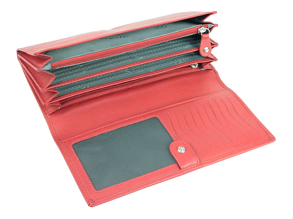 Кошелёк BUGATTI Vertice, красный, натуральная воловья кожа, 19,2х3х9,3 см