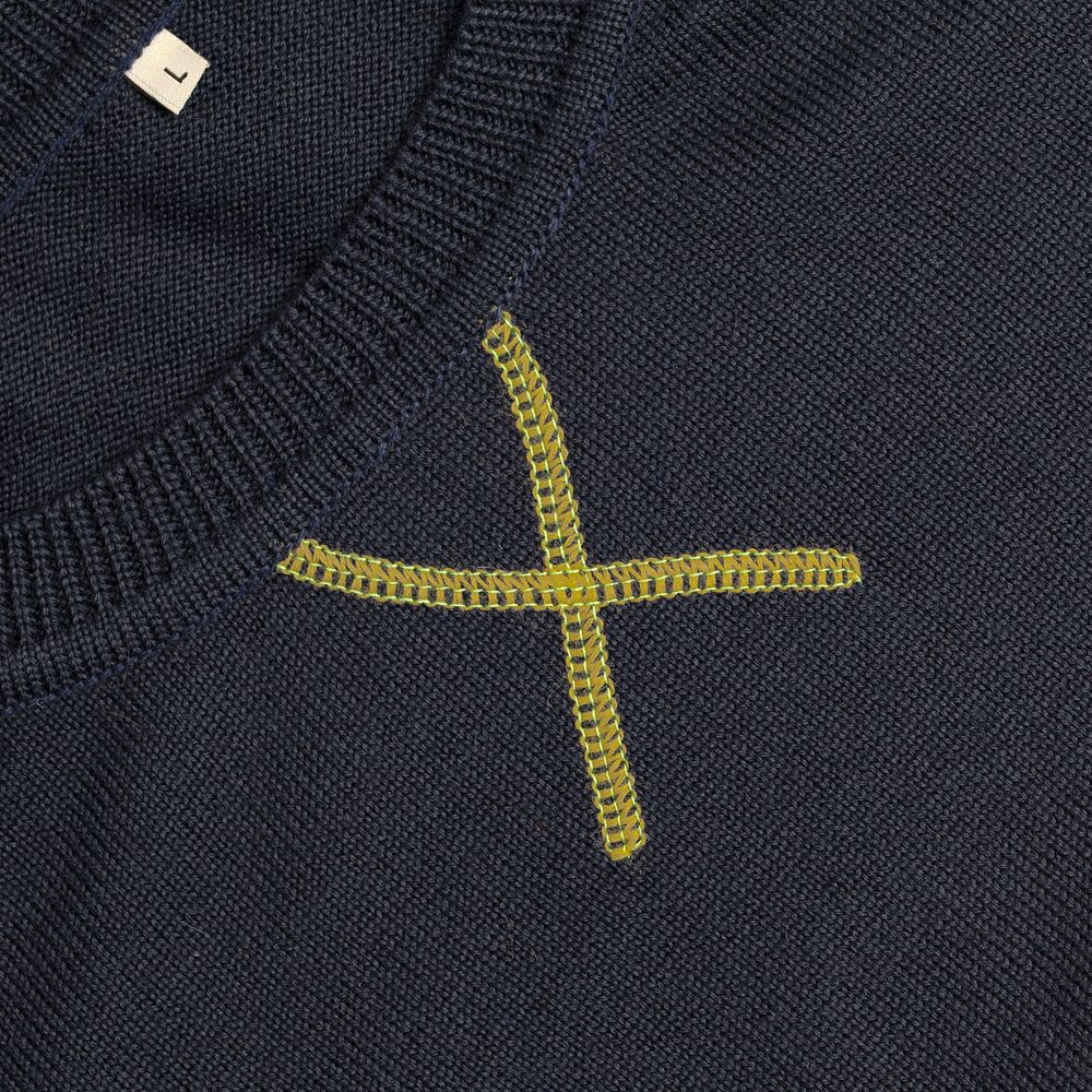 Джемпер Stitch с контрастной отделкой, синий с зеленым, размер S