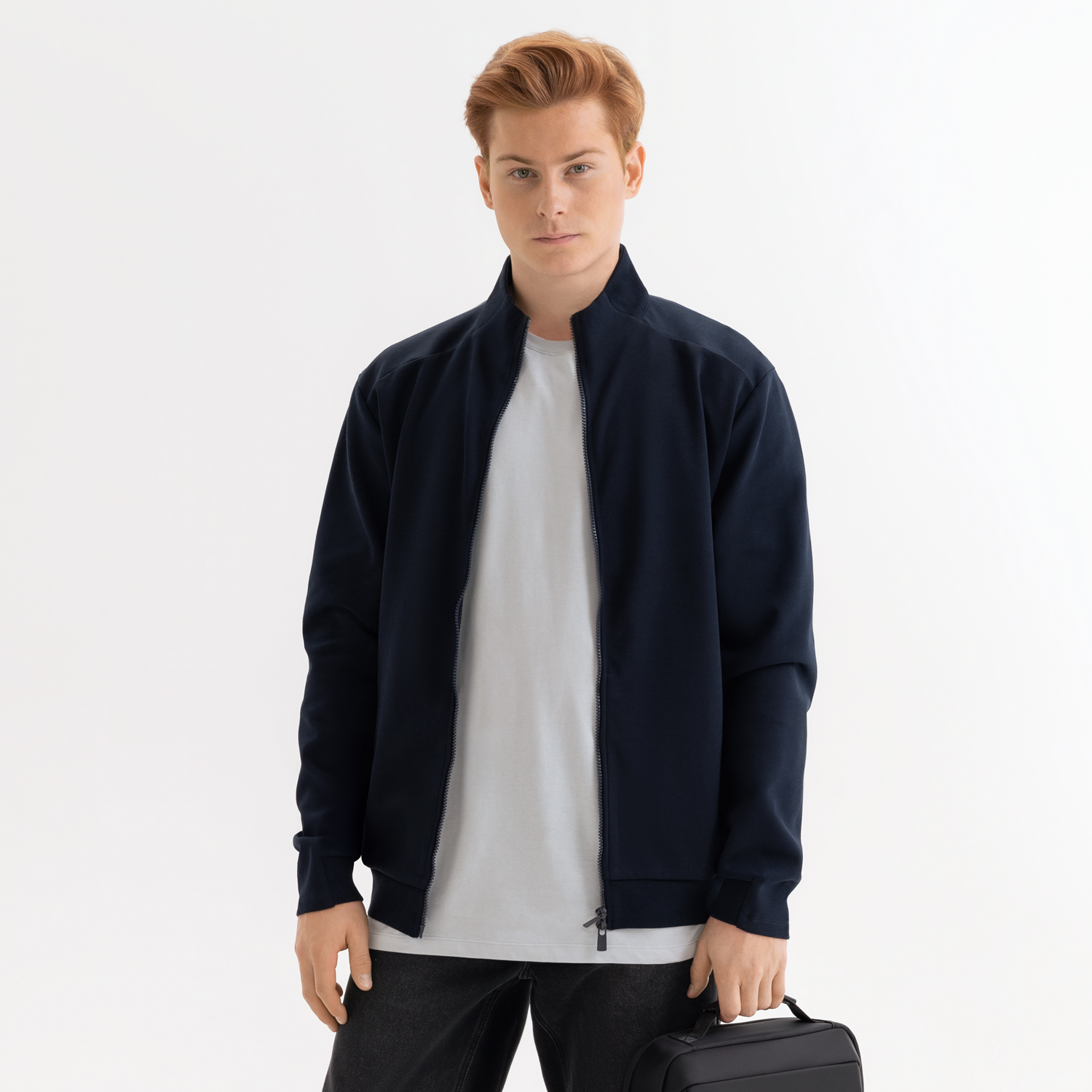 Толстовка на молнии Астин (Astin) темно-синяя, размер XXL