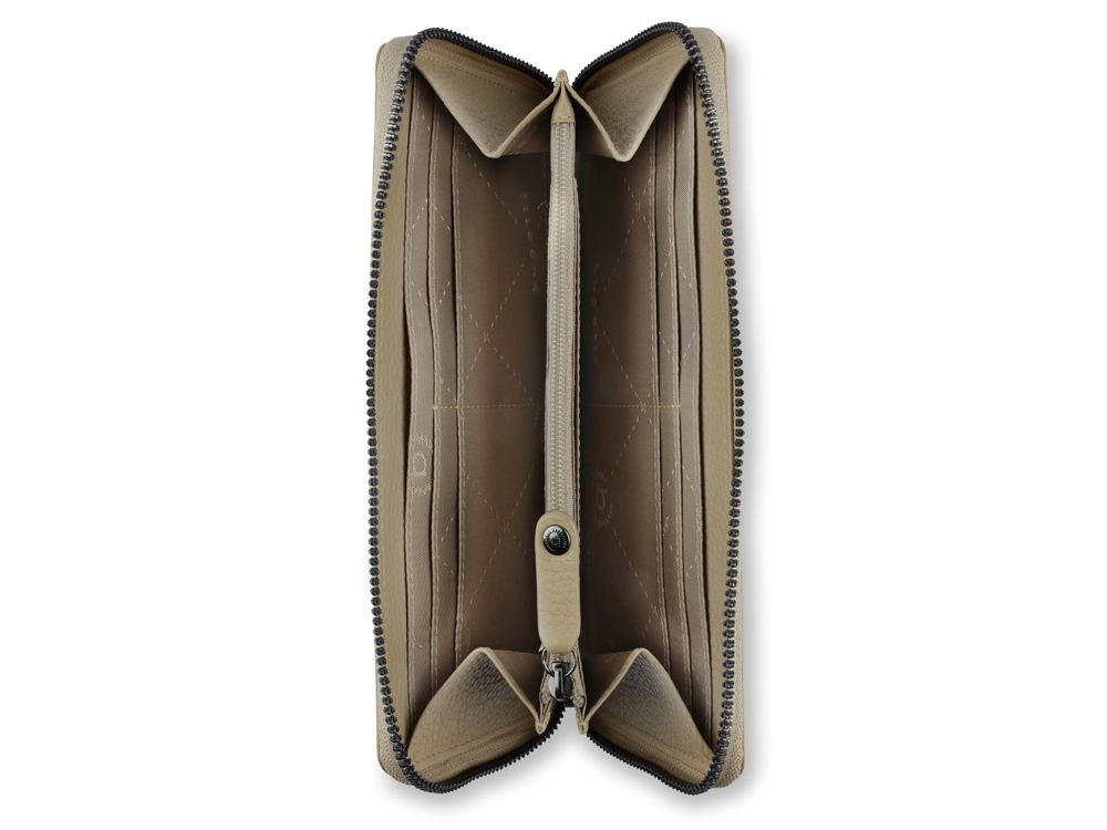 Кошелёк женский BUGATTI ЭЛЬЗА | ELSA, с защитой данных RFID, песочного цвета, воловья кожа/полиэстер, 18,7х2х10 см