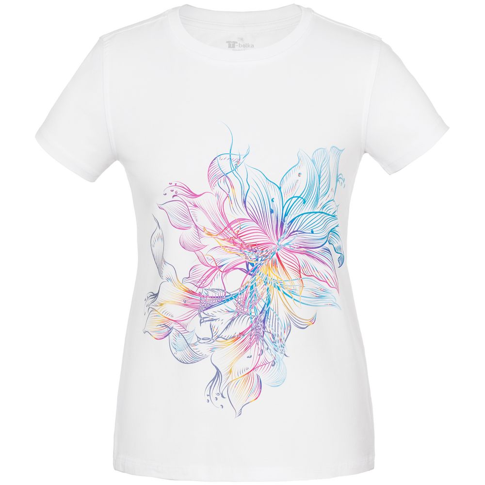 Футболка женская Vibrance — пример нанесения логотипа (Принтэссенция) | Print Logo