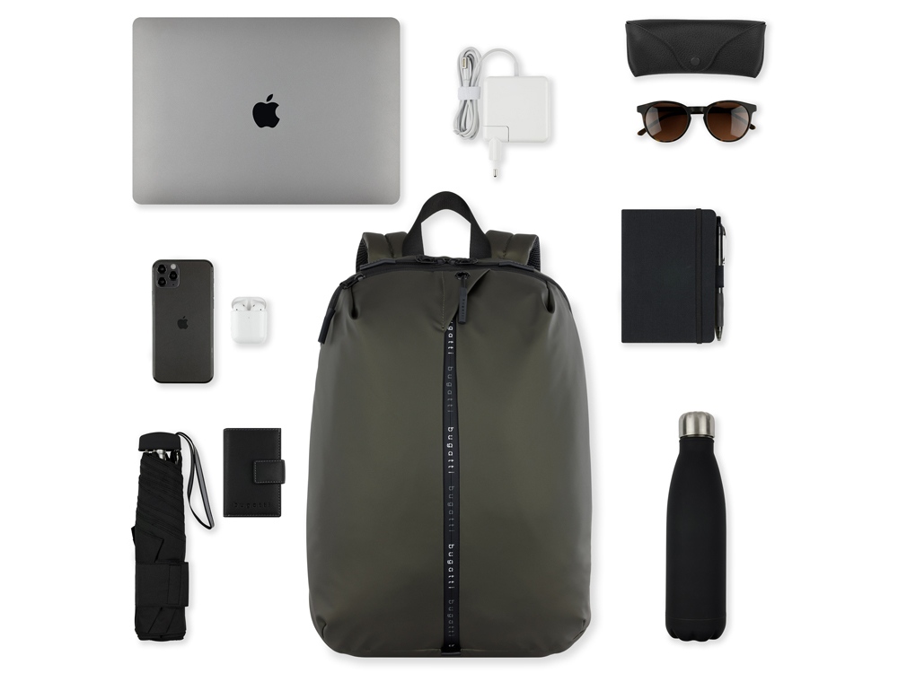 Рюкзак BUGATTI БЛАНК | BLANC 15'', оливковый, тарпаулин/полиэстер, 32х15,5х45 см