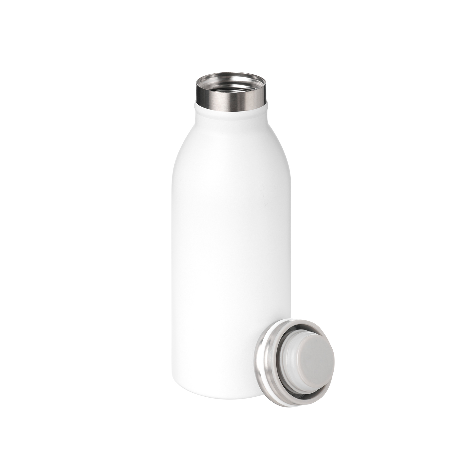 Термобутылка вакуумная герметичная Amore, белая — пример нанесения логотипа (Portobello Термокружки) | Print Logo