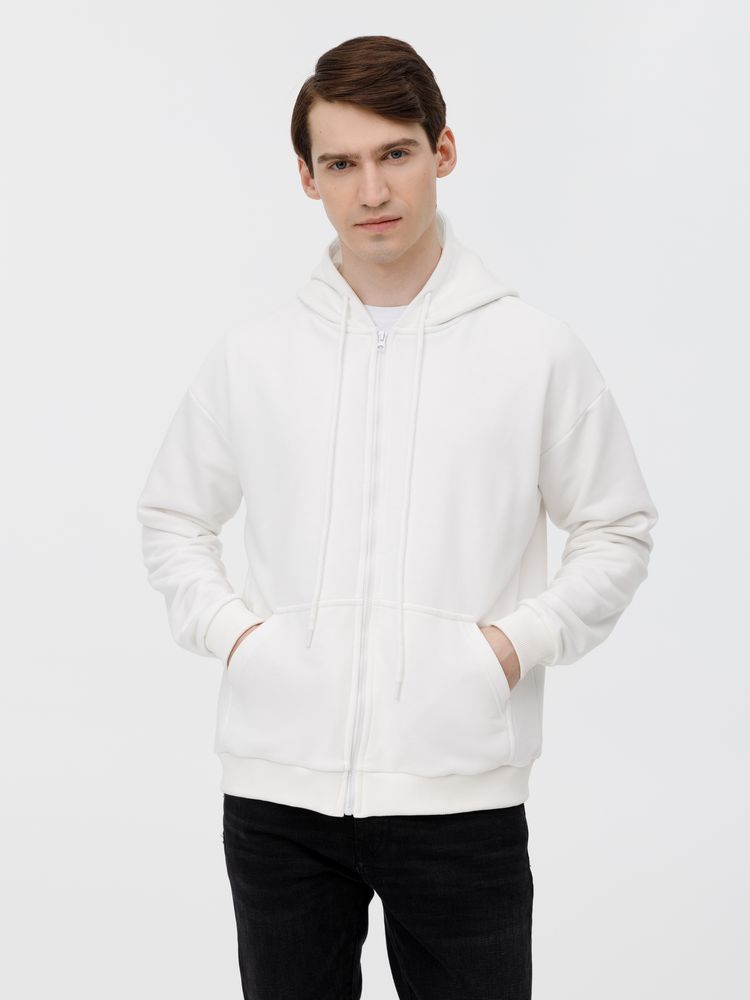 Толстовка унисекс оверсайз на молнии Zippy Terry, белая, размер XL/XXL