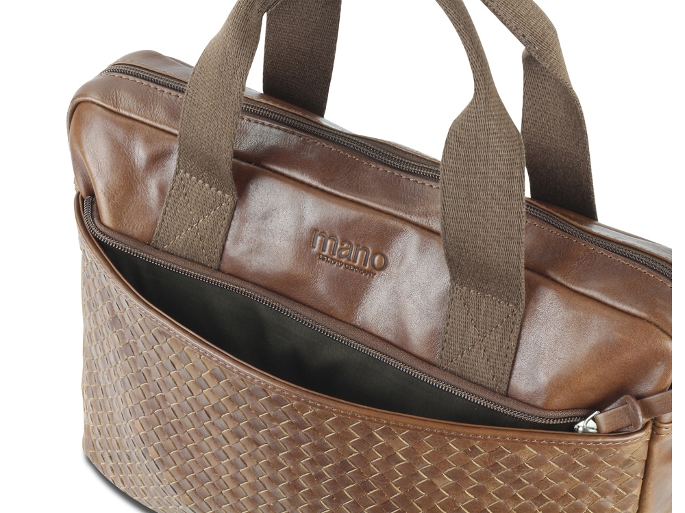 Сумка Mano Don Luca, натуральная кожа в коньячном цвете, 37 х 27 х 6 см