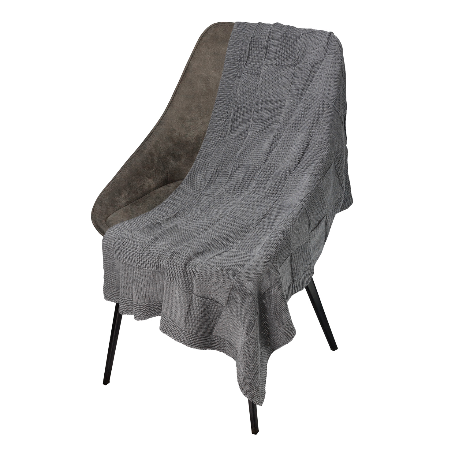 Плед Селла (Cella) вязаный, темно-синий (без подарочной коробки) с логотипом Portobello Пледы | Print Logo