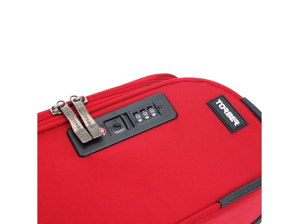 Чемодан TORBER БРОСНО, красный, нейлон 600D, 48 х 30 х 78 см, 85 л