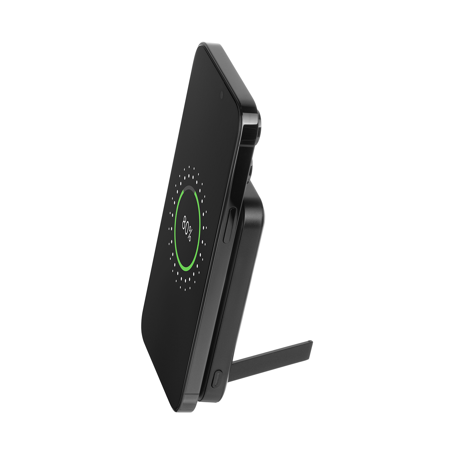 Внешний беспроводной аккумулятор с подставкой Magnetto 10000 mah, черный фото на сайте Print Logo.