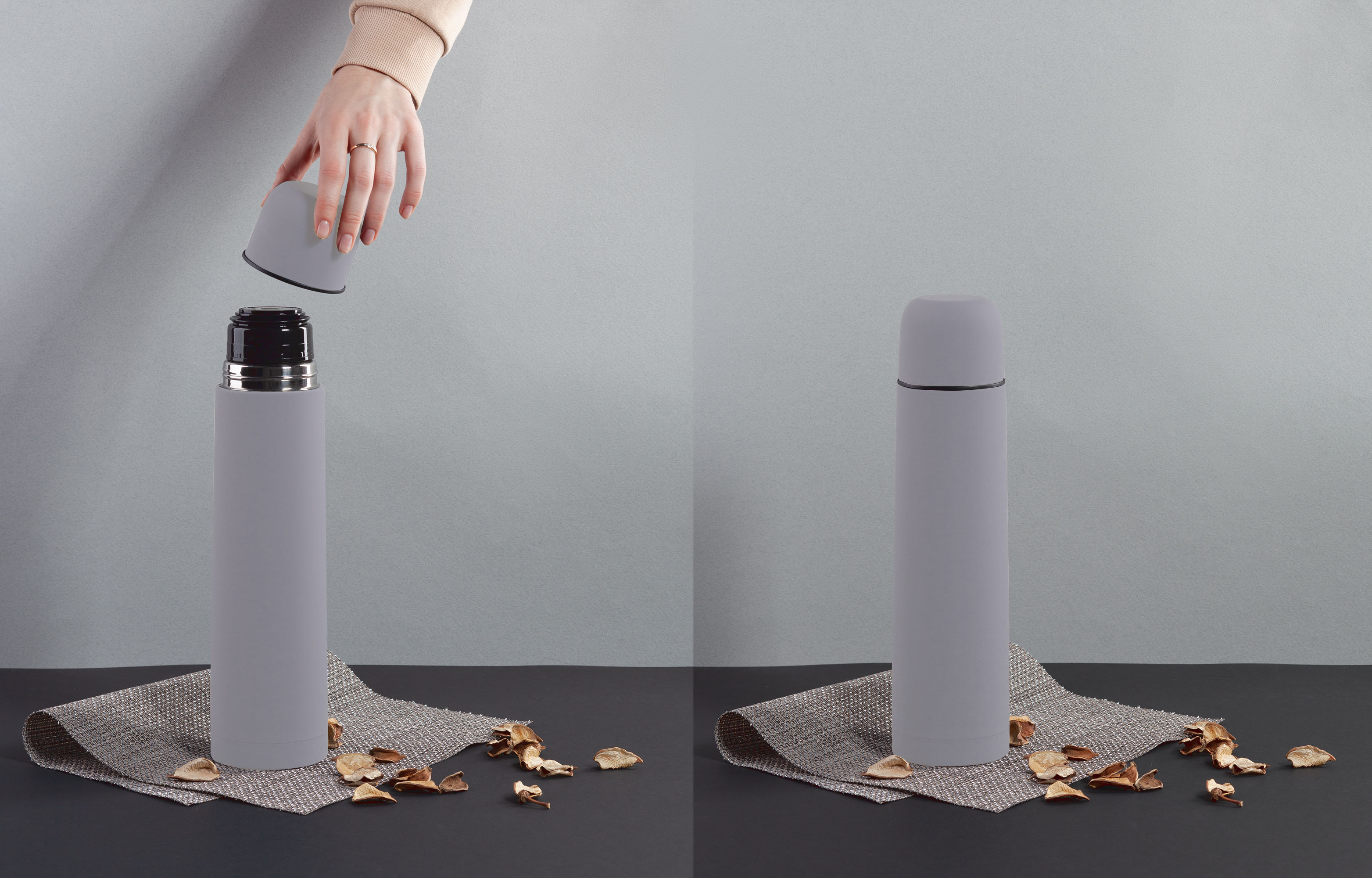 Термос "Родос", покрытие soft touch, 1 л., серый