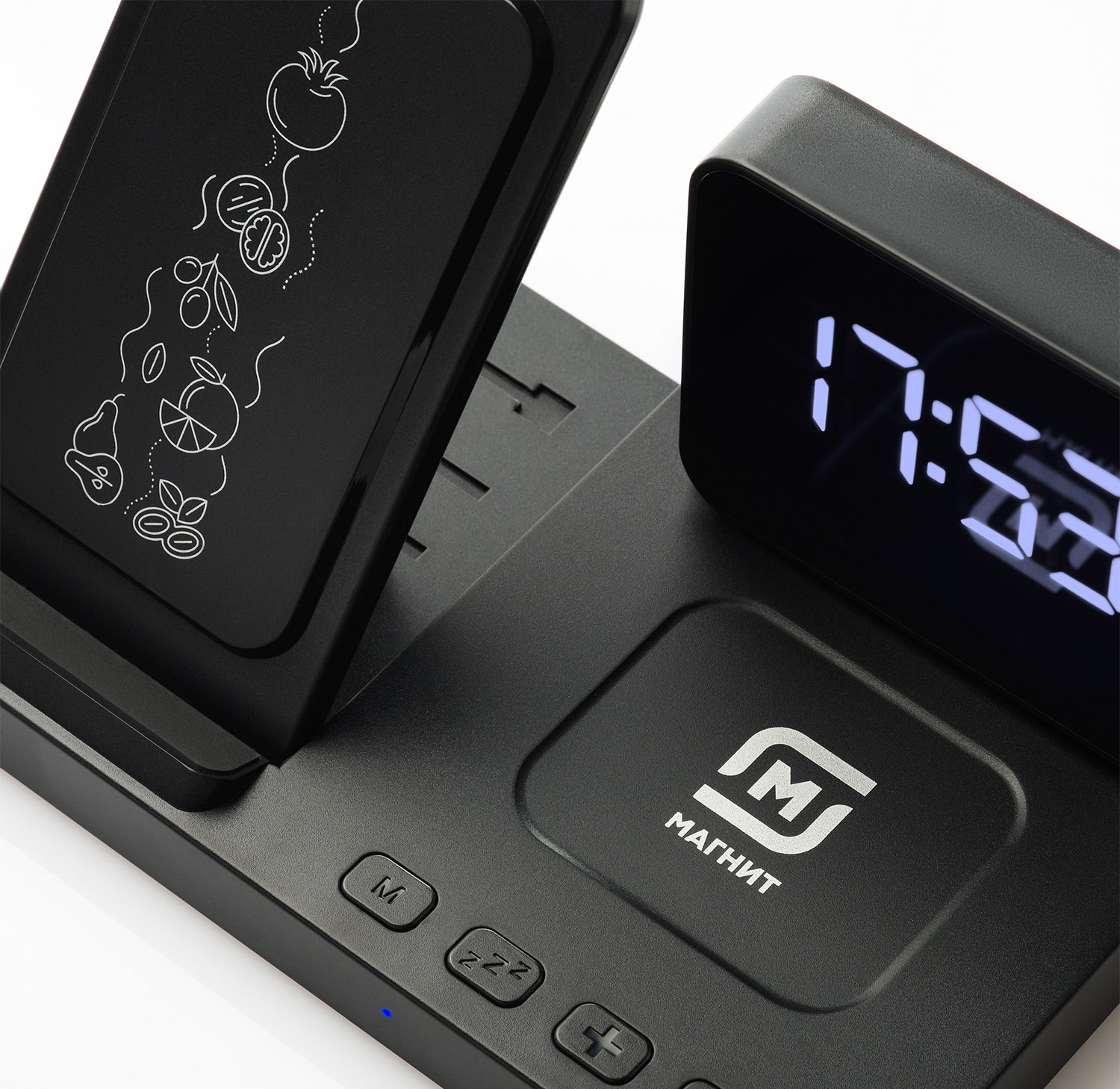 Зарядная станция с часами 4в1 15W Magnum фото на сайте Print Logo.
