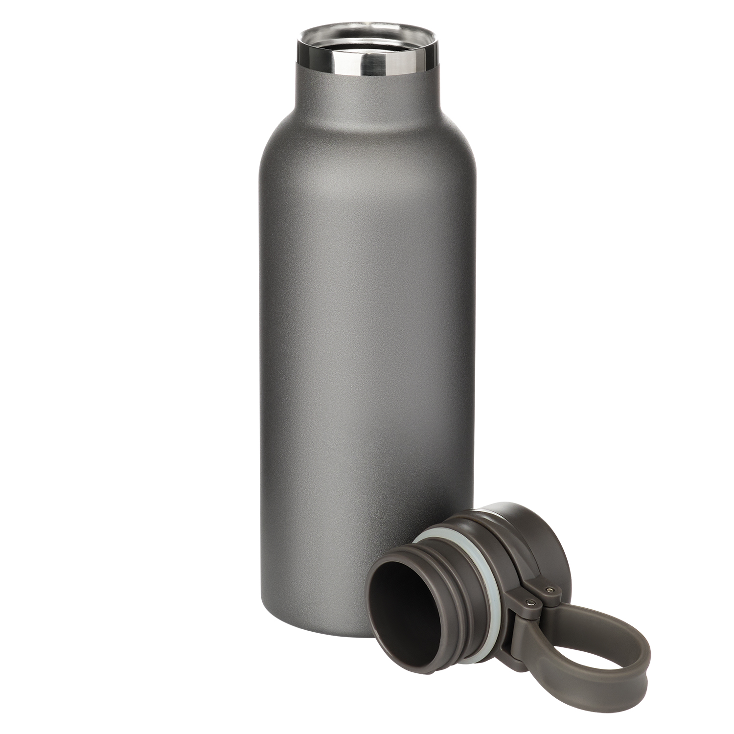 Термобутылка вакуумная герметичная Модена (Modena), черная — пример нанесения логотипа (Portobello Термокружки) | Print Logo