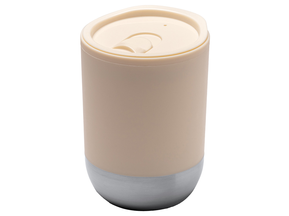 Термокружка LINDE с двойными стенками из переработанного полипропилена, бежевый