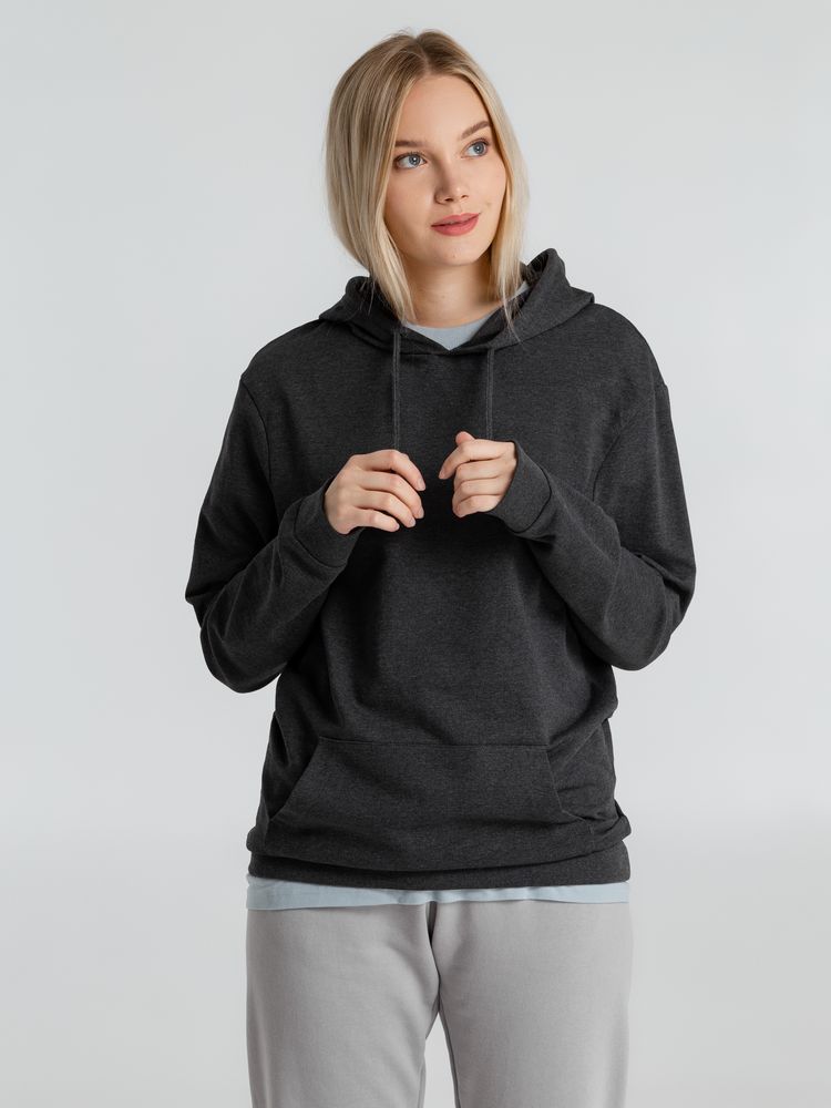 Толстовка с капюшоном унисекс Hoodie, серый меланж (антрацит), размер S