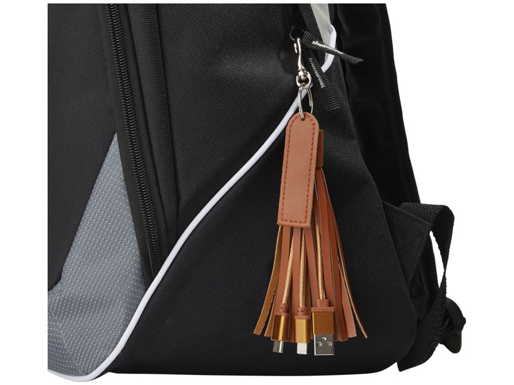 Тканевый кабель для зарядки Tassel 3-в-1, коричневый