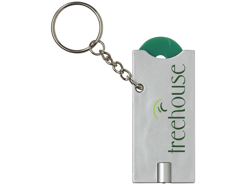 Брелок-держатель для монет Allegro с фонариком, зеленый/серебристый