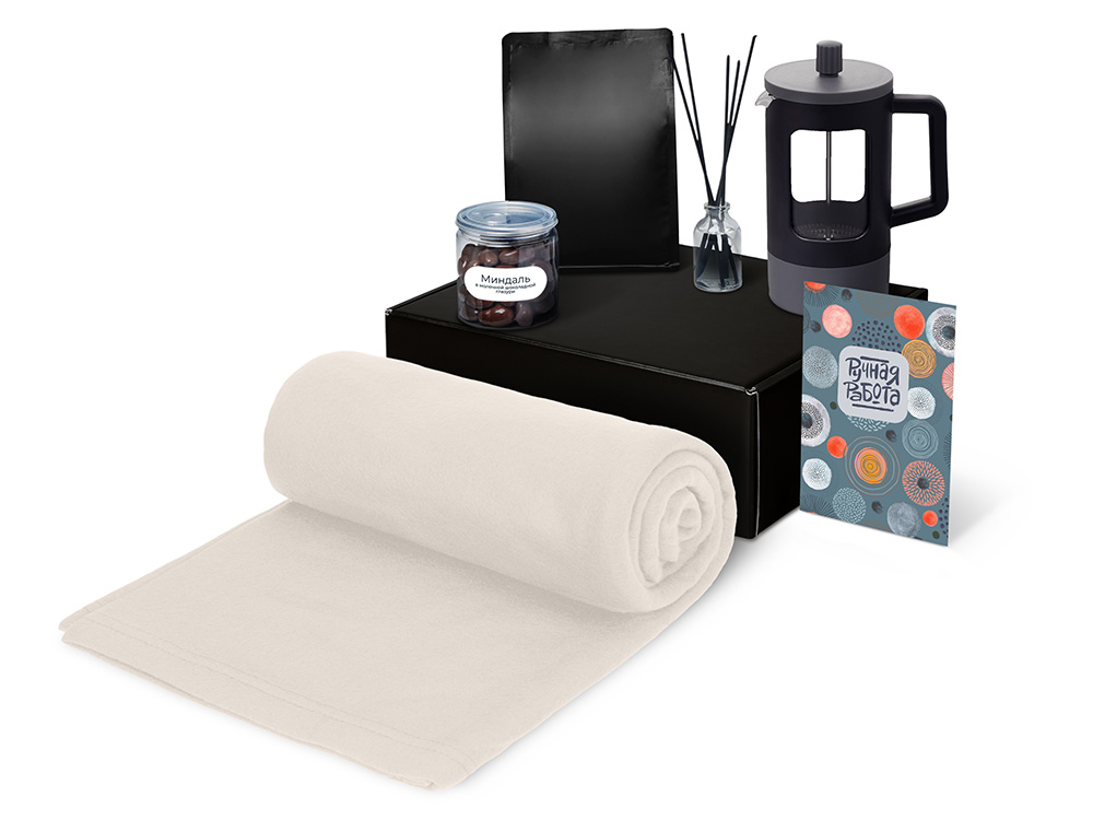 Подарочный набор Re:y. Vive с пледом, френч-прессом и кофе