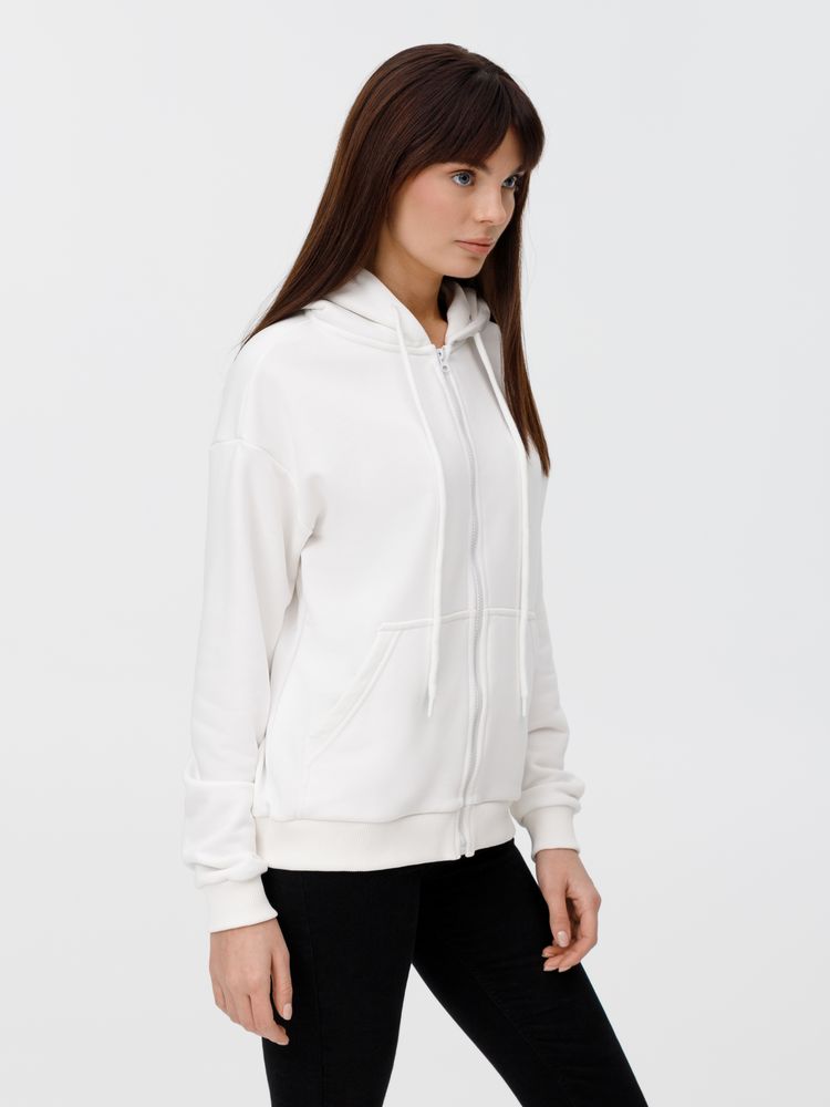 Толстовка унисекс оверсайз на молнии Zippy Terry, белая, размер XL/XXL