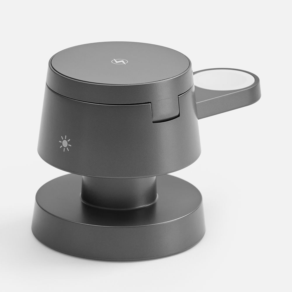 Станция беспроводной зарядки с подсветкой Lume — пример нанесения логотипа (Uniscend) | Print Logo